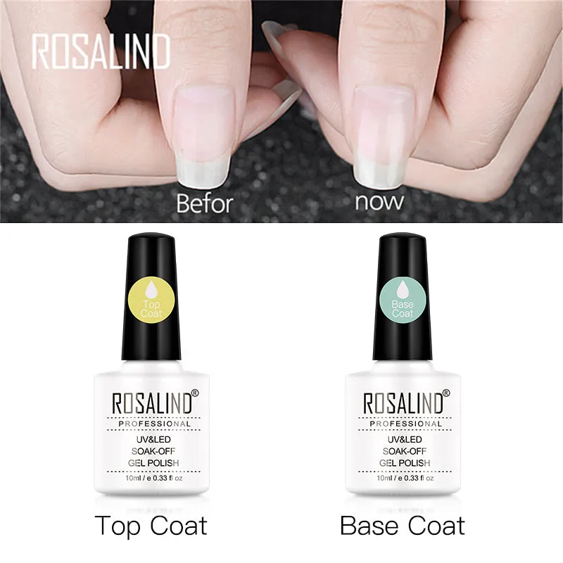 ROSALIND Nail Base Coat Air Dry Bright For Nail Art Design LED/UV Lamp