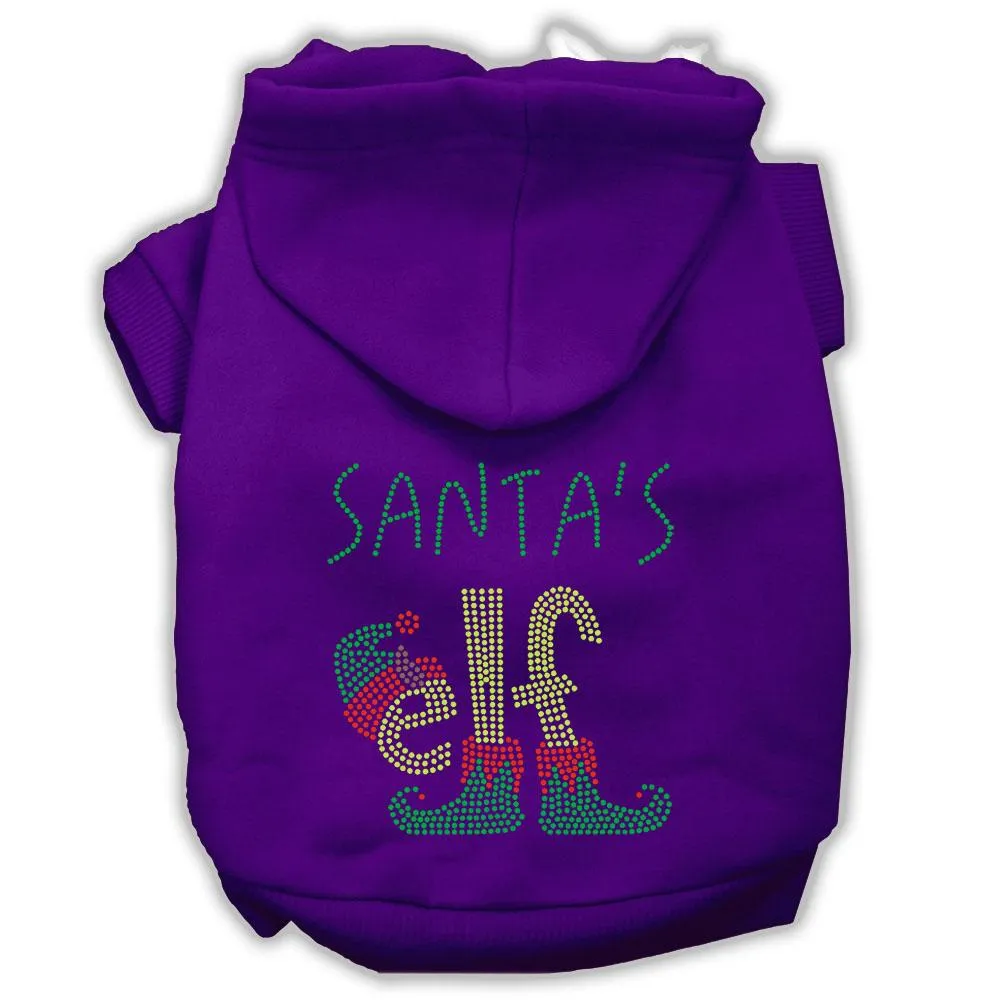 Santa's Elf Rhinestone Dog Hoodie Purple S (10)