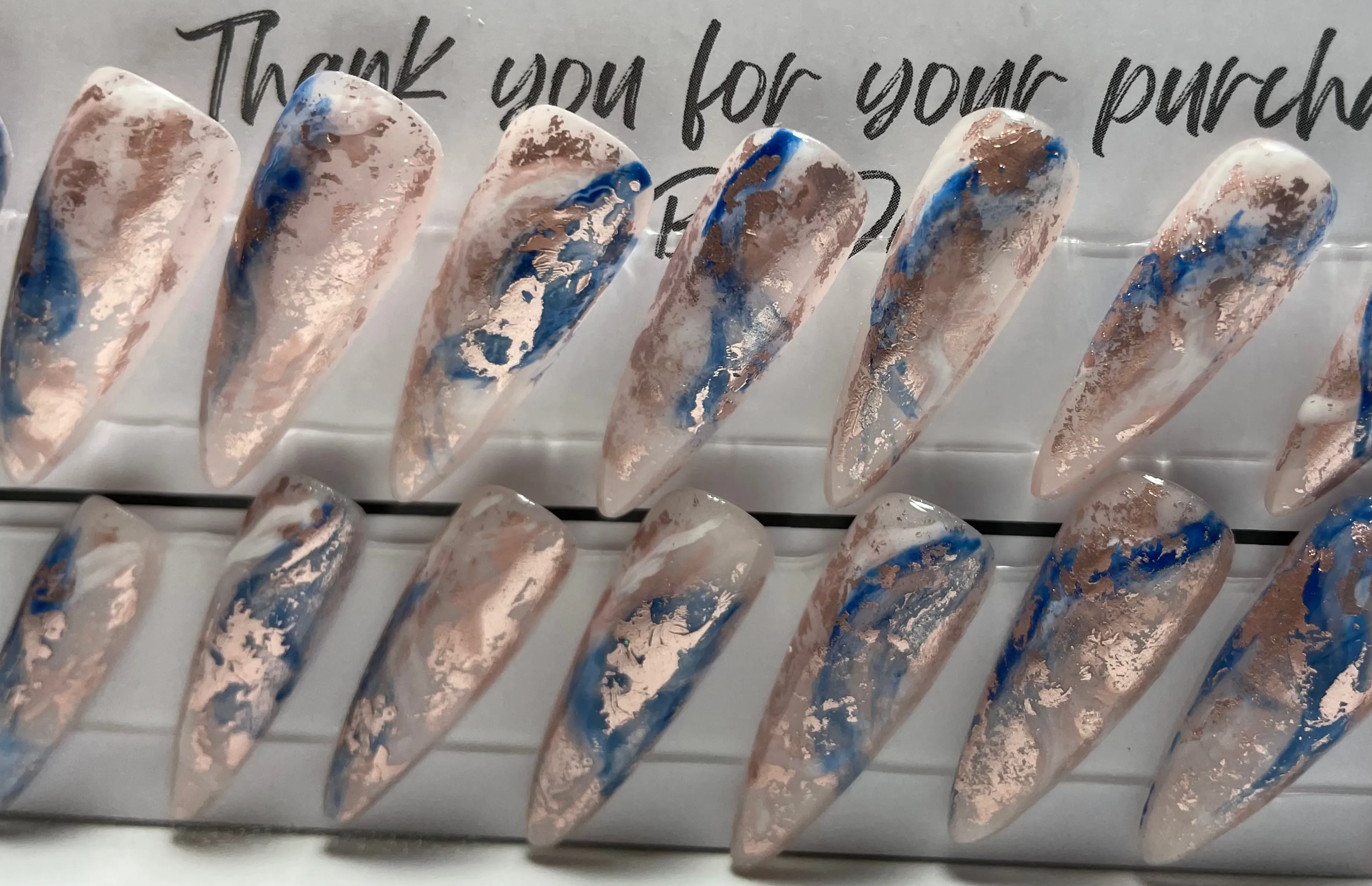 Set of 20 Hand Painted Long Stiletto Nails