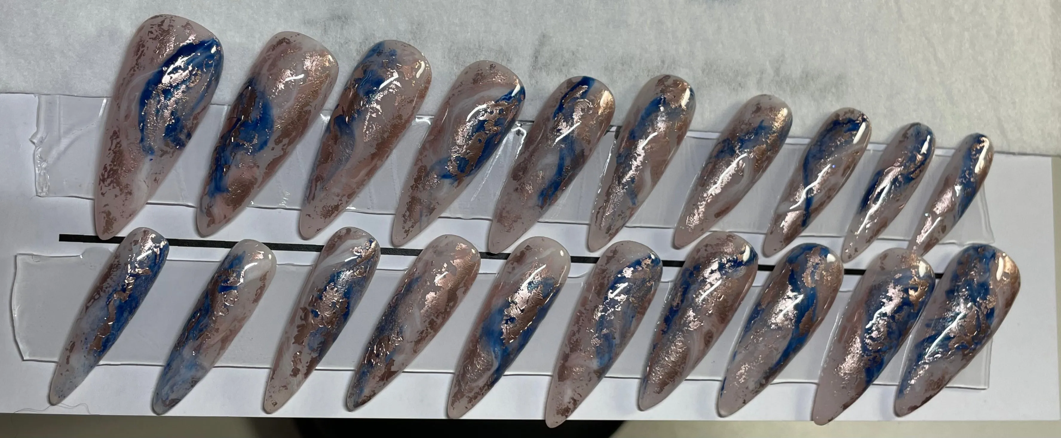 Set of 20 Hand Painted Long Stiletto Nails