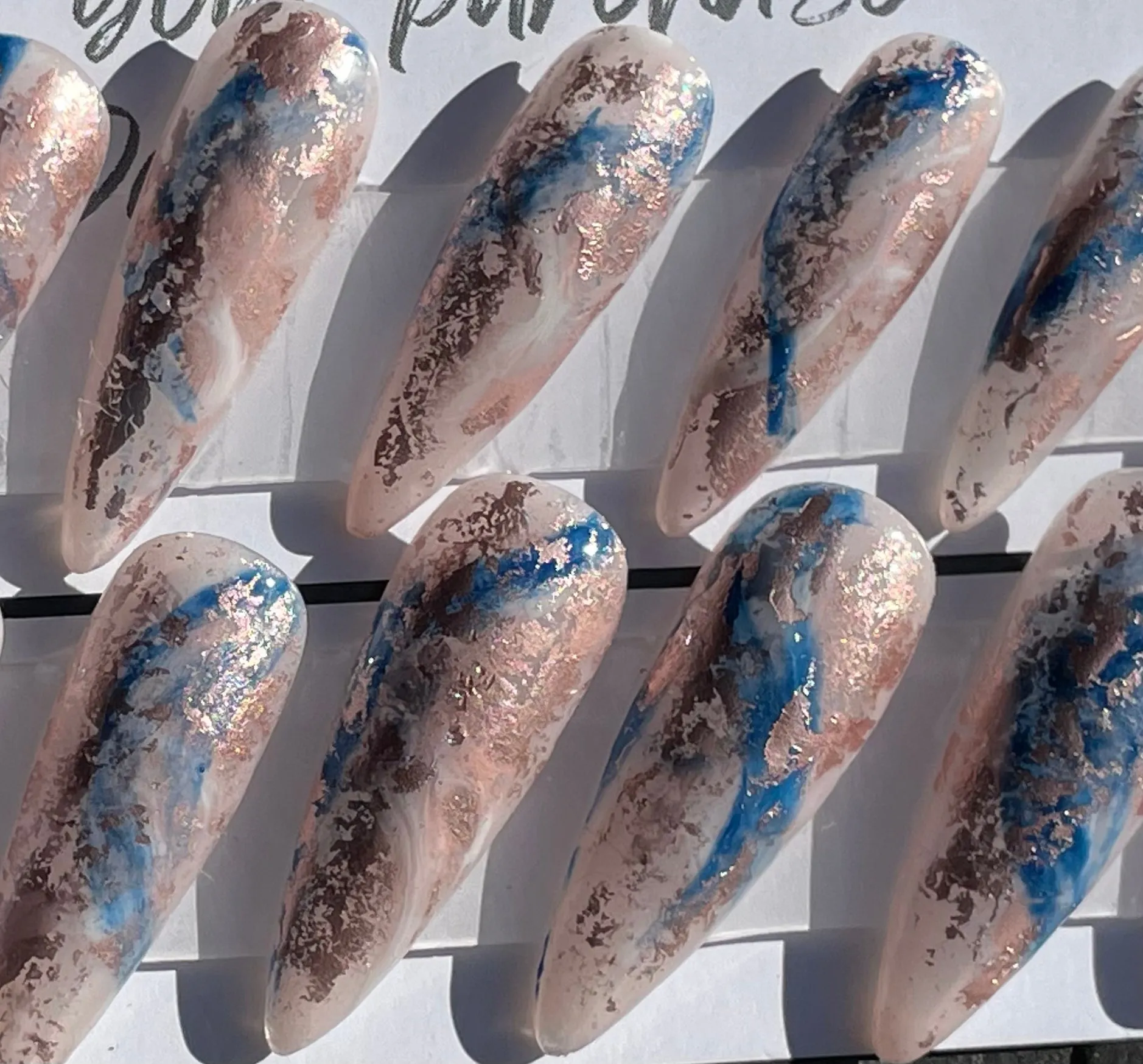 Set of 20 Hand Painted Long Stiletto Nails