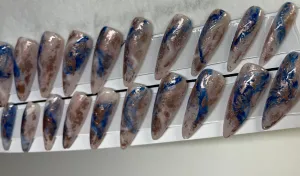 Set of 20 Hand Painted Long Stiletto Nails