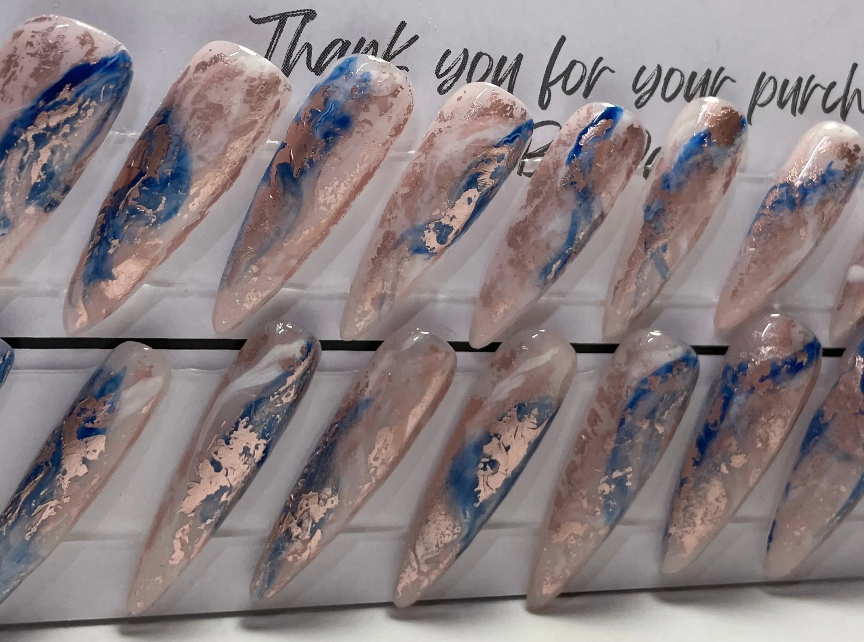 Set of 20 Hand Painted Long Stiletto Nails