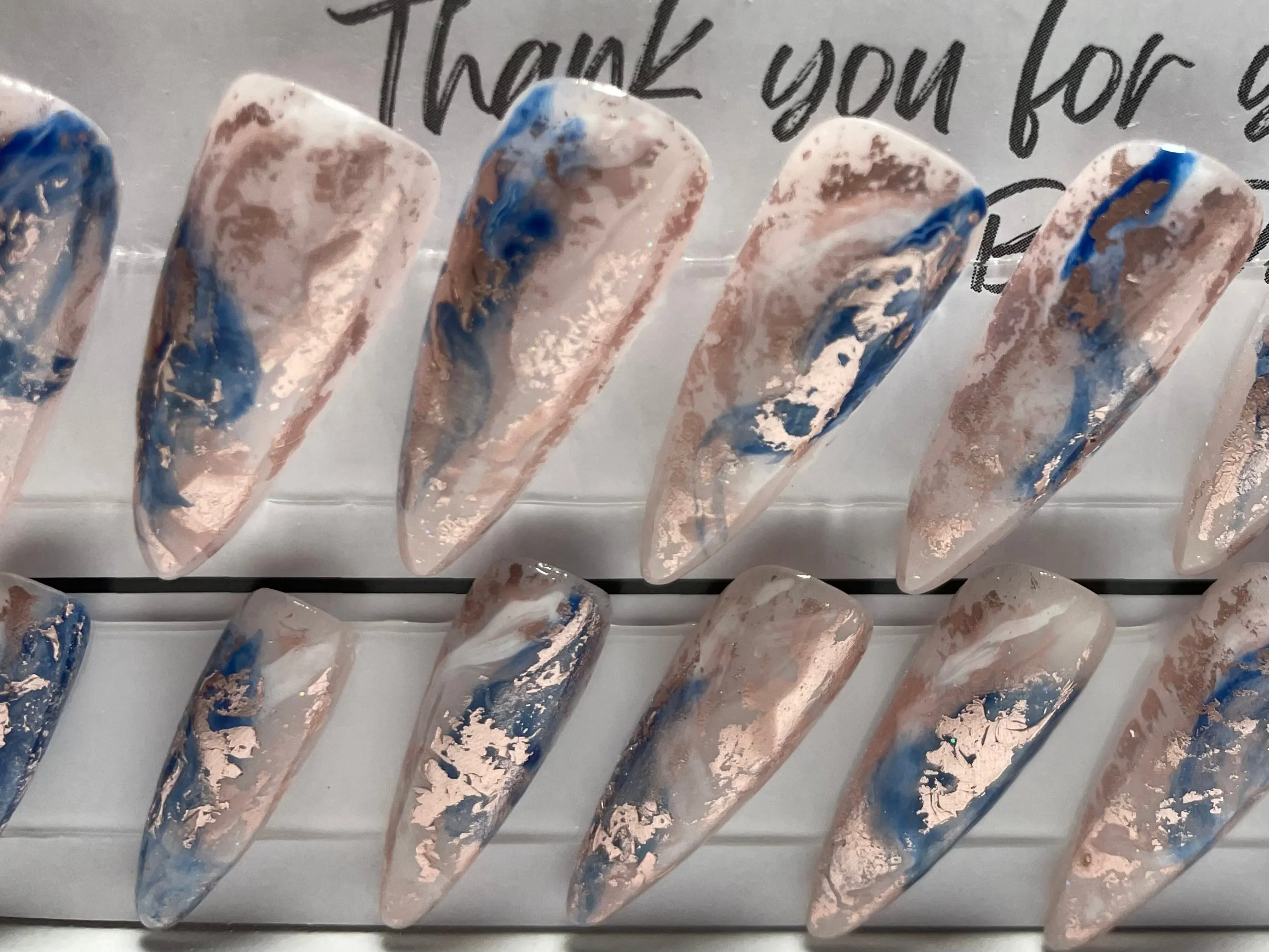 Set of 20 Hand Painted Long Stiletto Nails