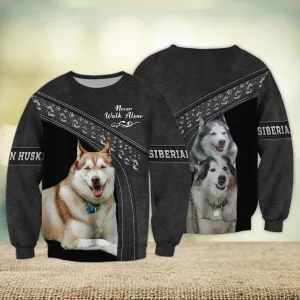 Siberian Husky Multi Color Pattern Love Never Walk Alone 3D Full Print Christmas Shirts