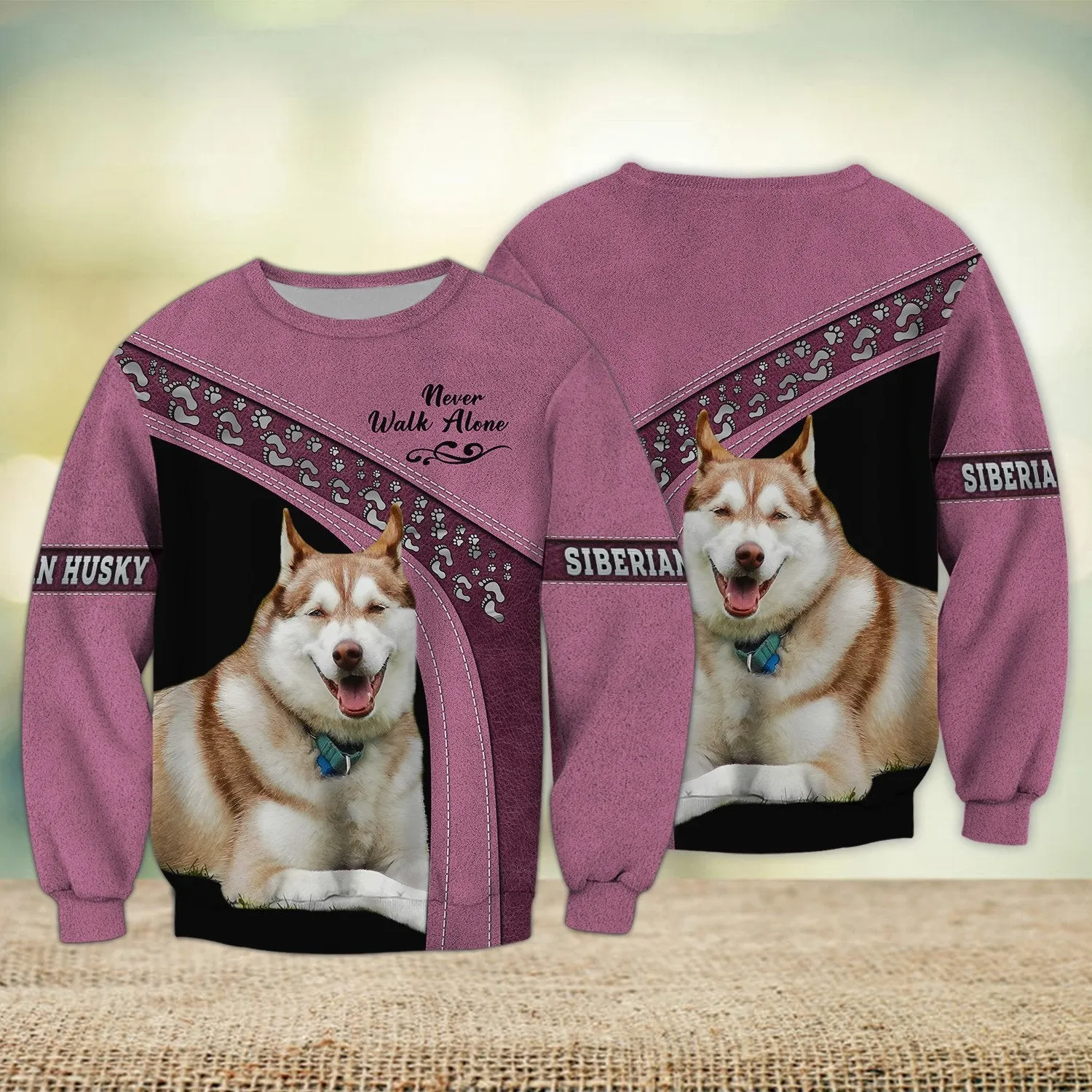 Siberian Husky Multi Color Pattern Love Never Walk Alone 3D Full Print Christmas Shirts