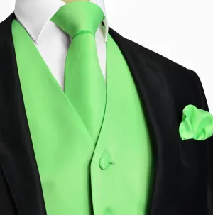 Solid Summer Green Tuxedo Vest Set