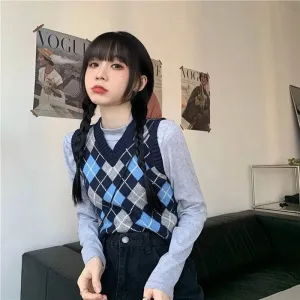 Sweater Vest With Argyle Pattern