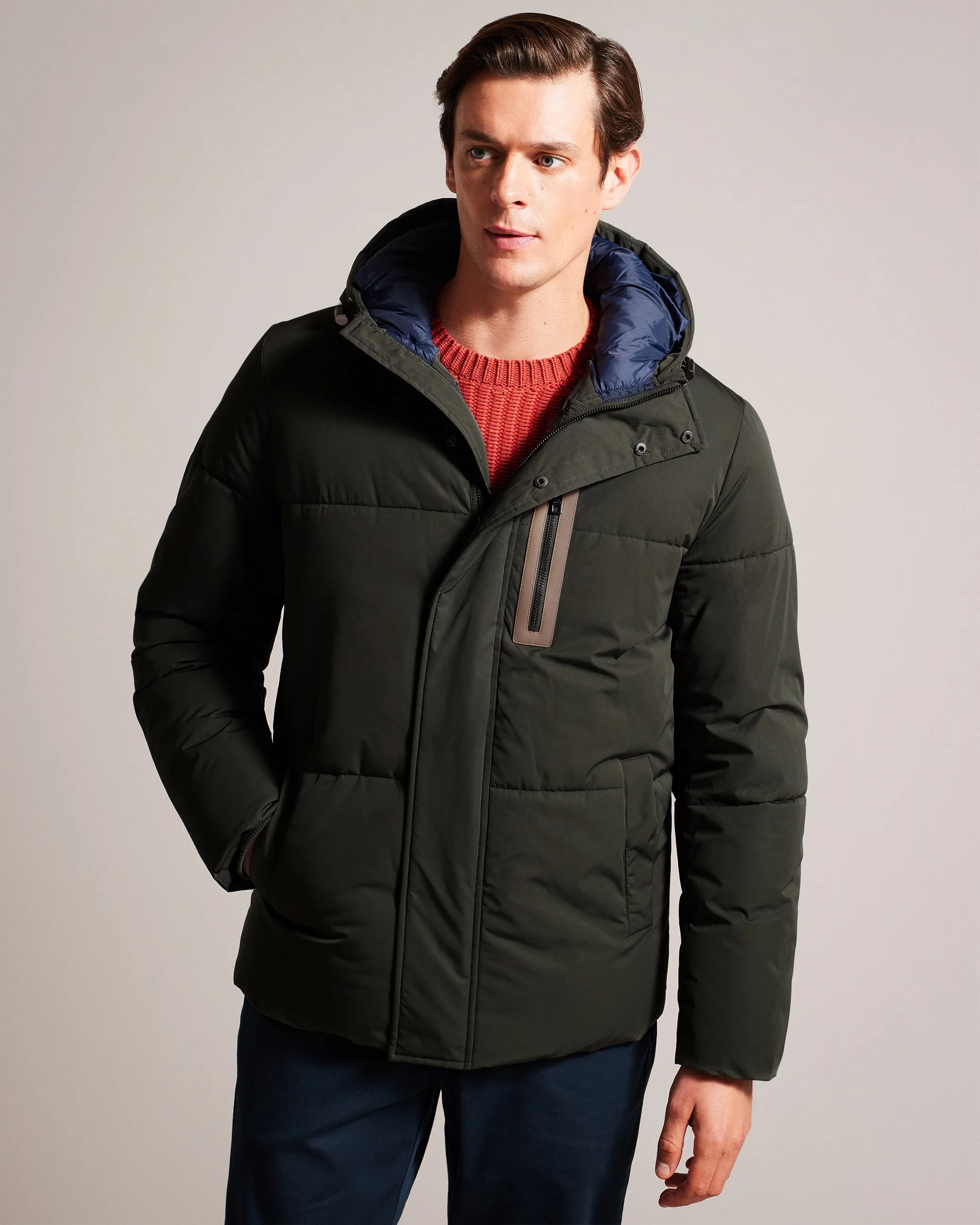 Ted Baker Kinmont Hooded Puffer Jacket | Mid Green