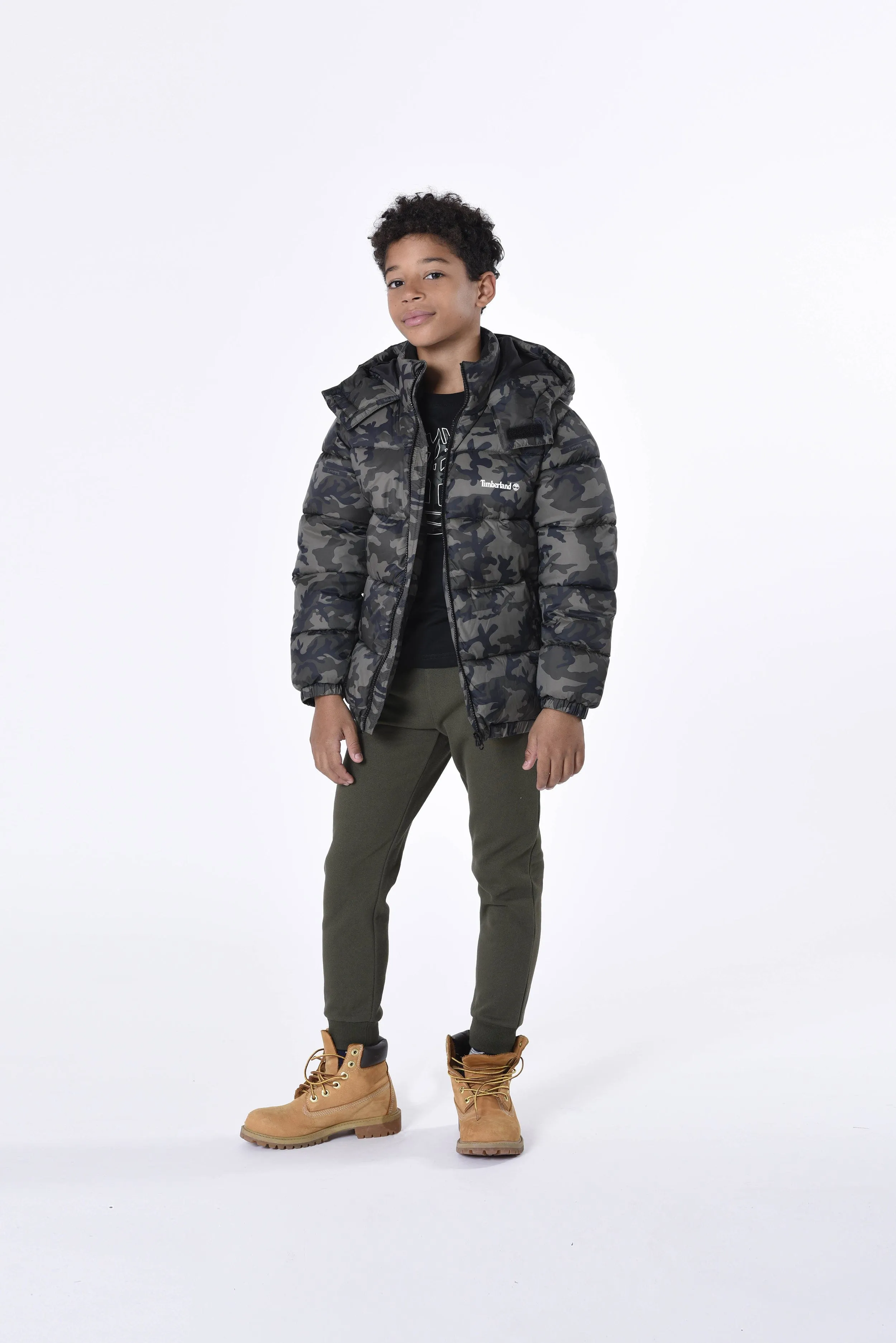 Timberland Boys Camouflage Puffer Jacket in Green