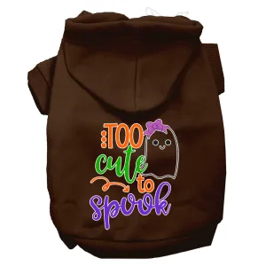 Too Cute To Spook-girly Ghost Screen Print Dog Hoodie Brown Xs