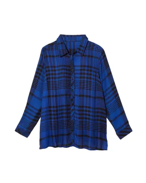 Tula Button Down Top | Royal Blue / Black