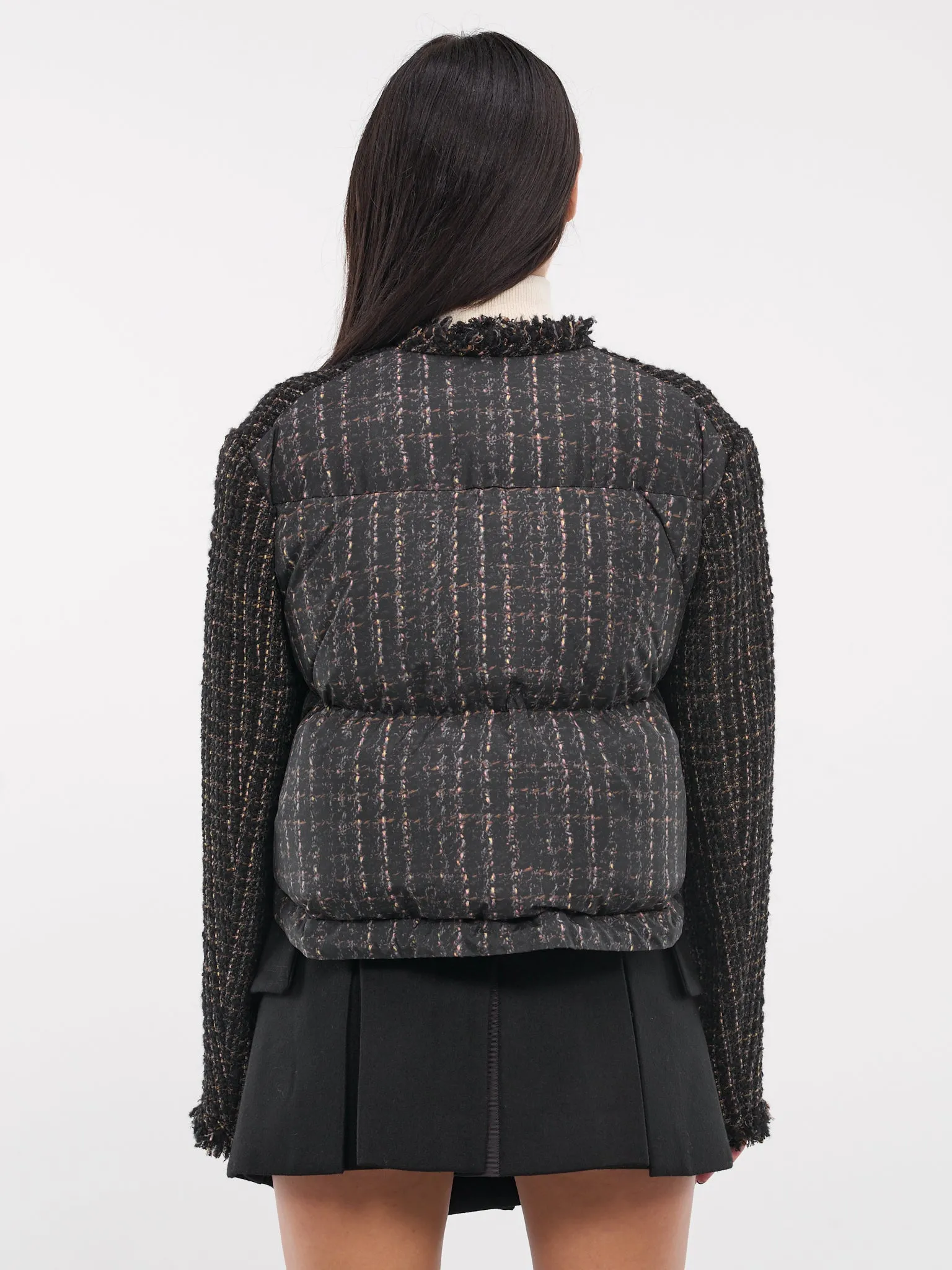 Tweed Puffer Jacket (24-07441-014-BLACK-BROWN)