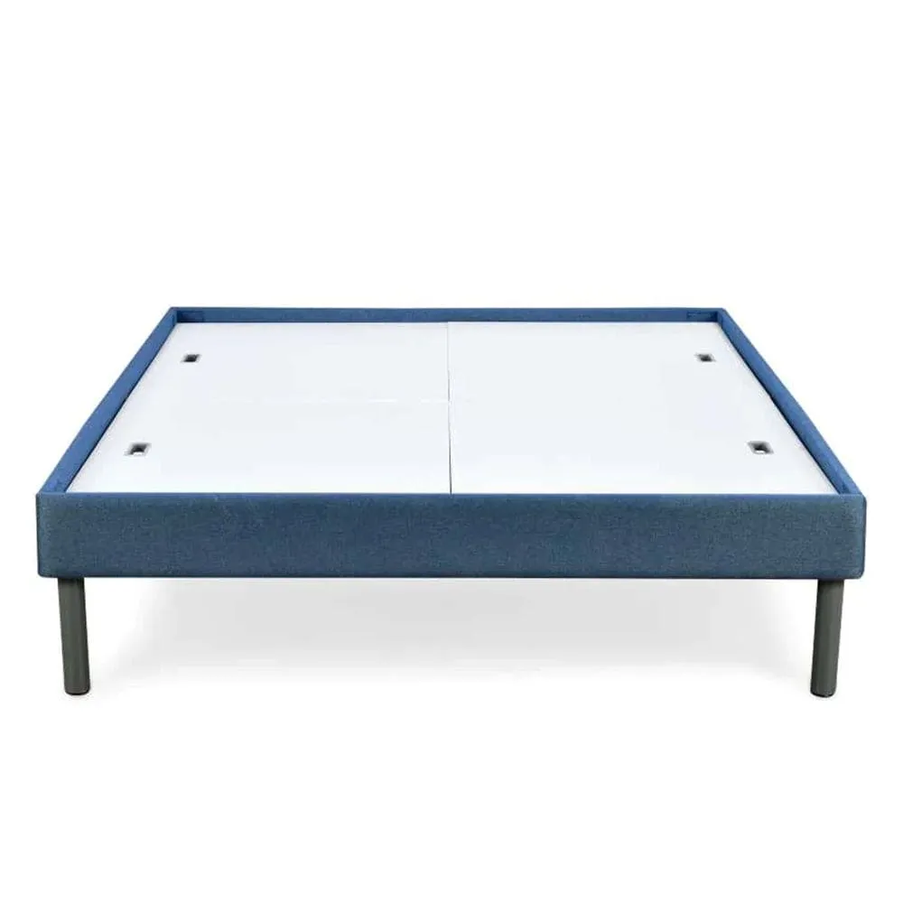 Velvette Upholstered Bed (Blue)   Lite Dual Mattress (King)