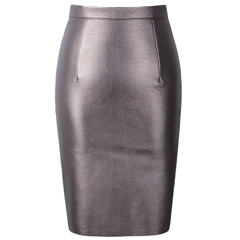 VenusFox High Waist Sexy Faux Fur Bodycon Leather Midi Skirts