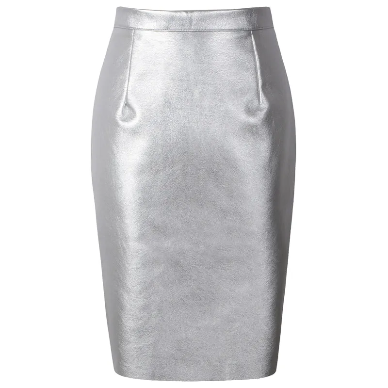 VenusFox High Waist Sexy Faux Fur Bodycon Leather Midi Skirts