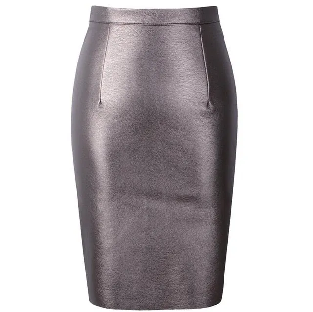 VenusFox High Waist Sexy Faux Fur Bodycon Leather Midi Skirts