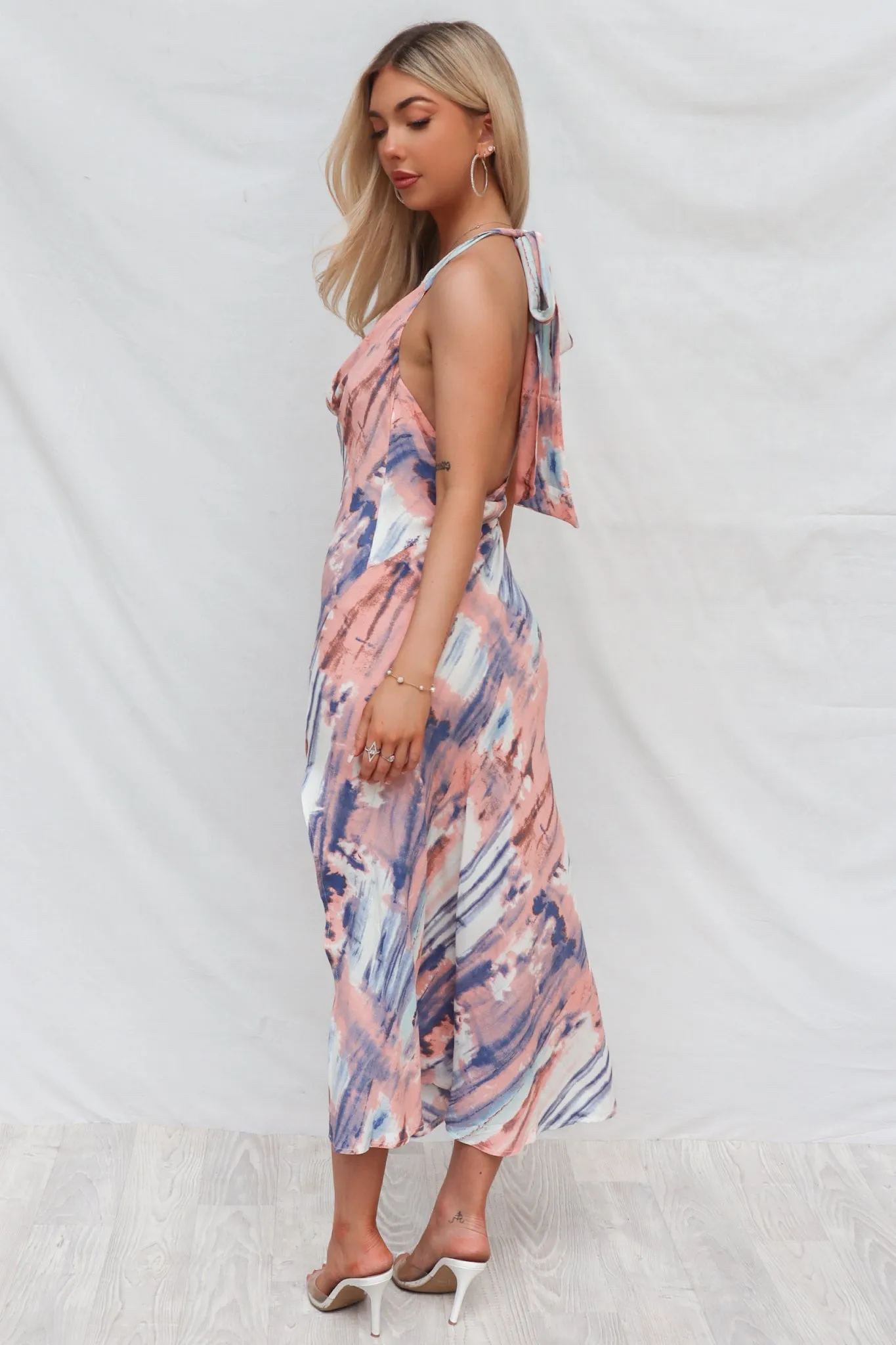 Verity Dress - Blue/Peach Tie Dye