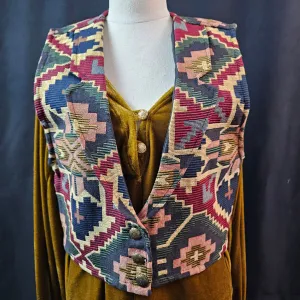 Vintage Rough Rider By Circle T Tapestry Vest - Size Medium