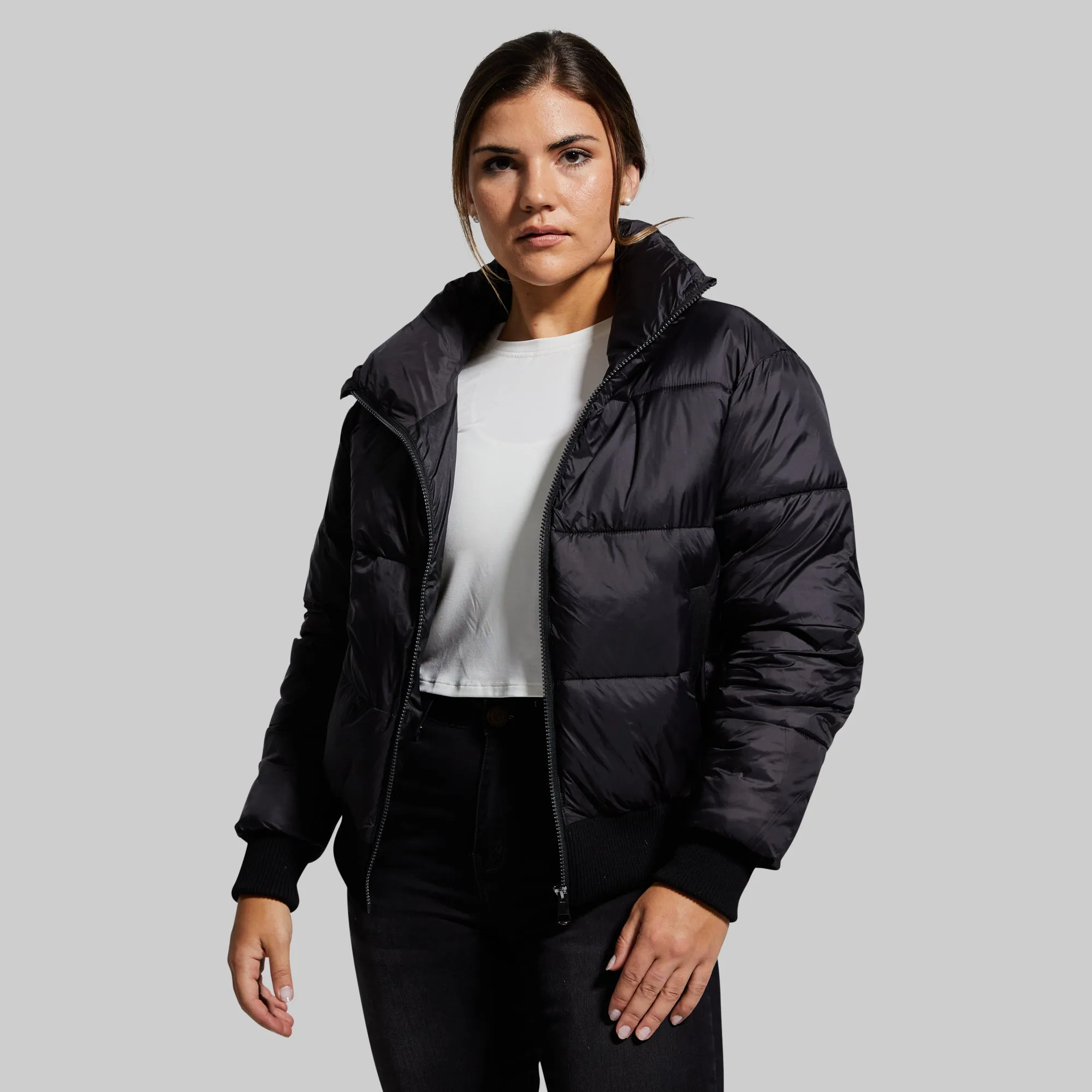 Warm Rush Cropped Puffer Jacket (Black)