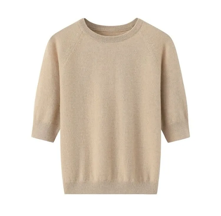 Women's cashmere crew neck T-shirt sweater