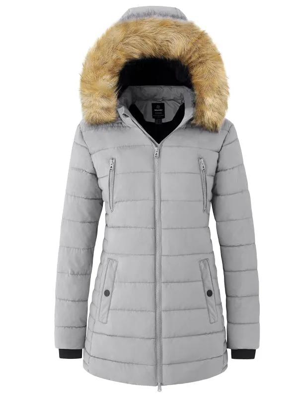 Women's Winter Coat Puffer Coats with Removable Faux Fur Hood Acadia 27