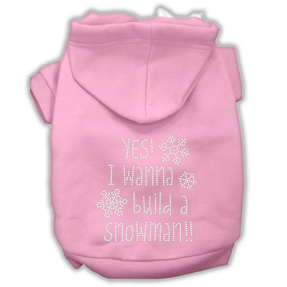 Yes! I Want To Build A Snowman Rhinestone Dog Hoodie Light Pink L (14)