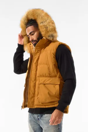 Yukon Fur Lined Puffer Vest (Wheat)